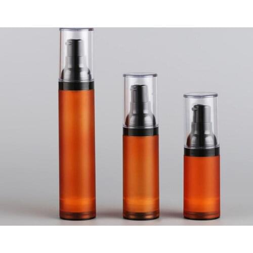 15ML frosted brown airless bottle black pump lotion emulsion serum foundation hyaluronic toner sport removal skin care packing