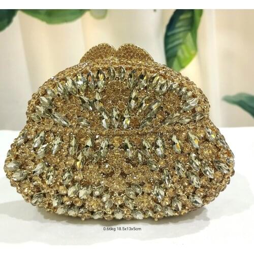 High-End Gold Rhinestone Evening Clutch Bag Wedding Purse XIYUAN 2021 Fashion Gourd Shape Ladies Shoulder Handbags Party Purses