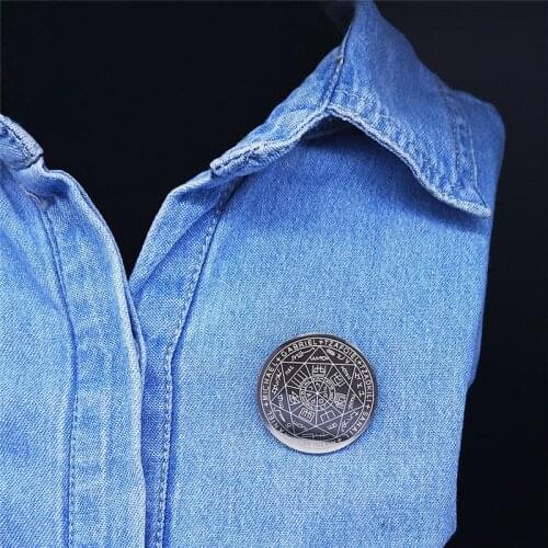 Witchcra Pentagram Stainless Steel Brooch Seven Archangels Men Silver Color Brooches Pin Jewelry broches X7006S05