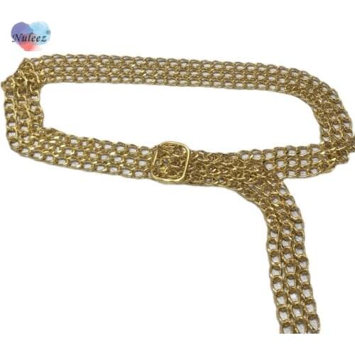 Nuleez Brand Metal Chains Waist Belt Female 3 CM Wide Luxury Cummerbunds Dress Wearing Gold Silver Colors Elegant Ladies Gift