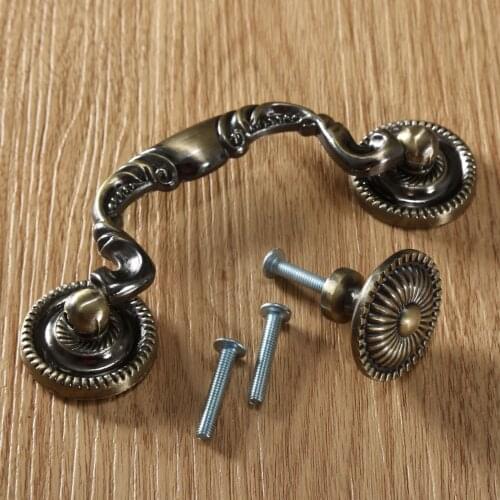 1set Antique Cupboard Cabinet Door Furniture Pull Handle Alloy Kitchen Handles Knobs Single/Double Hole Modern Drawer Decorative
