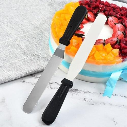 1pcs 6/8/10/12inch Blade Black Plastic Handle Spatula Cake Icing Spatula Smooth Cutter Set Baking Pastry Decorating Tool