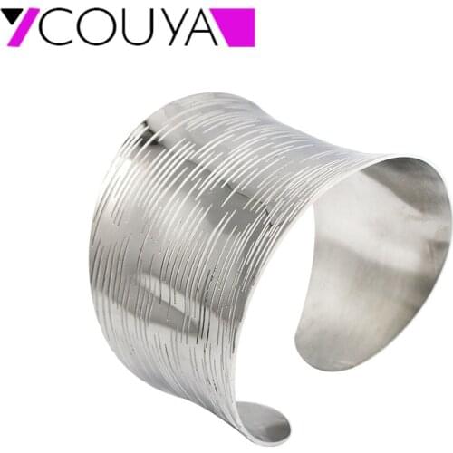 2017 Special Offer Top Fasion Trendy 316L Stainless Steel Big Wide Punk Femininas Exaggerated Women Cuff Bangles Bracelet