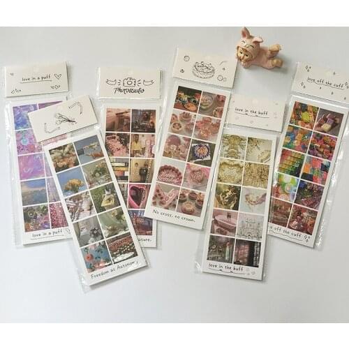 8 Sheets Kawaii Retro Pink Film Decoration Stickers Ins DIY Scrapbook Phone Album Girl Journal Supplies Creative Stationery