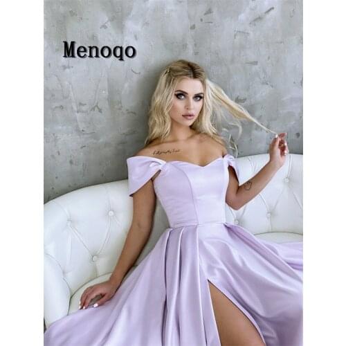 Satin Prom Dresses 2021 Off Shoulder Tiered Skirt A-Line Party Dresses Pleated Tea-Length Formal Gowns robe de soirée de mariage