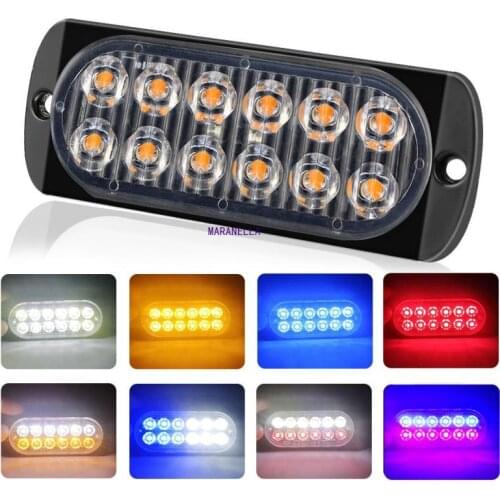 Car Truck Bulb 12 Led Strobe Light Kit Ultra Thin Freight Side Lamp Bar Flashing 12-24V 36W Warning Light Car Accessories