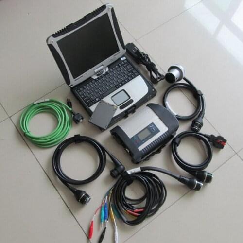 Auto car diagnostic tool for mersedes mb star c4 mb sd connect compact with ssd 2021-03v in cf19 used laptop 4G toughbook cf-19