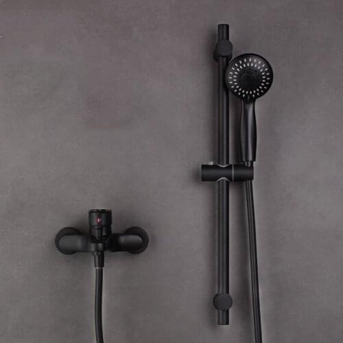 Black Shower Mixing Faucet Wall Mounted bathroom Faucet Single Handle Bathroom Mixer Tap & Shower Head Sets &Shower Slide Bar