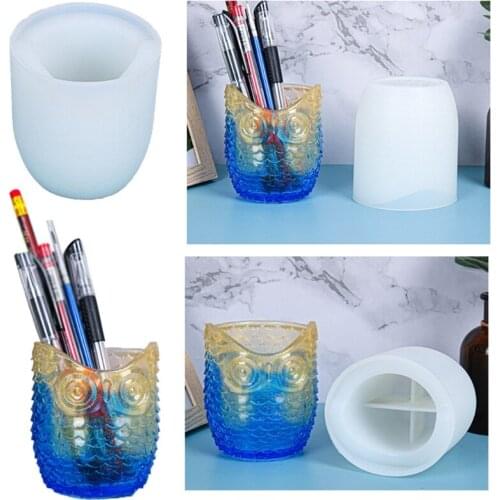 Owl Pen Holder Epoxy Resin Mold DIY Crafts Jewelry Storage Case Casting Tool Desktop Organizer Decorations Silicone Mold