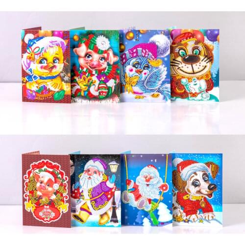 DIY Christmas Card with Diamond Painting Drill by Numbers Christmas Tree Santa Claus New Year Greeting Card Christmas Gifts