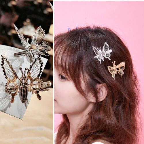 Girls Cute Butterfly Alloy Hair Clip Temperament Womens Fashion Bangs Clip Hair Accessories