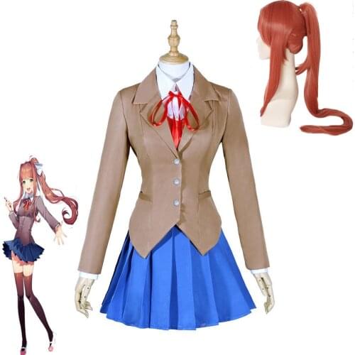 DOKI DOKI Literature Club Monika Cosplay Sayori Yuri Natsuki Cosplay Costume Halloween Party Uniform School Girl Costume Female