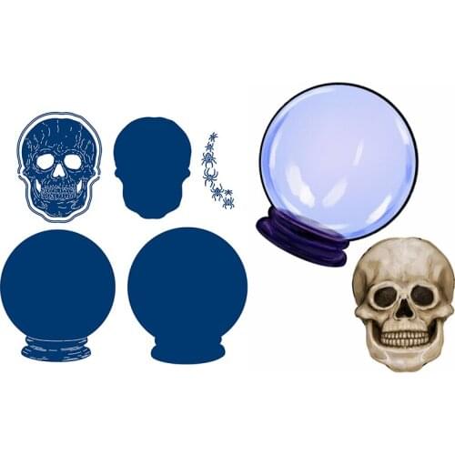 Halloween skull Crystal Ball 2021 Arrival New Metal Cutting Dies Scrapbook Diary Decoration Stencil Embossing Template DIY Card