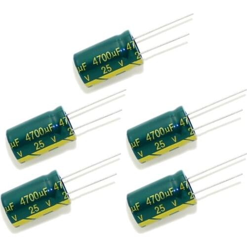 J0PE 5pcs/set 25V 4700UF Electrolytic Capacitor Aluminum Case 16 x 25mm High Frequency Low Resistance 20% Tolerance for TV PC