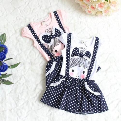 2017 New Baby Girls Kid Polka Dot Summer Clothes Toddler Overalls Outfit Ruffles Sleeve MIni Dress