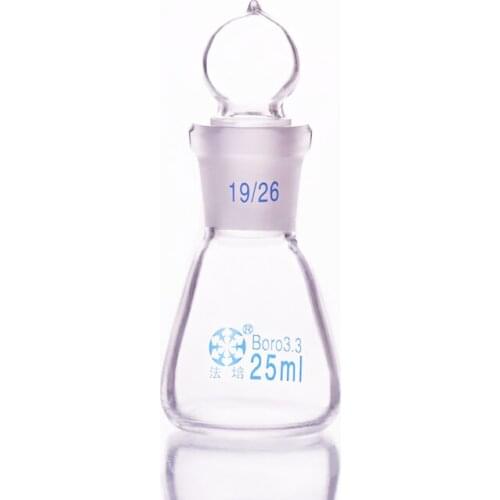 Conical flask with standard ground-in glass stopper,Capacity 25ml,joint 19/26,Erlenmeyer flask with standard ground mouth