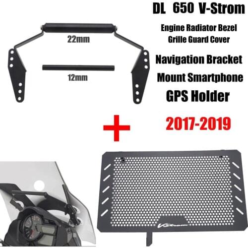 Navigation Bracket Mount Smartphone GPS Holder+Radiator Grille Guard Cover Protector For SUZUKI DL 650 V-Strom 2017