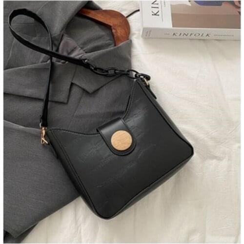 Square Hasp Bucket Bag Handbags for Women 2020 New Trend Chain Design Shoulder Strap Solid Color Underarm Crossbody Shoulder Bag
