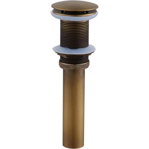 Metal Drain Bathroom Sink Strainer Waste Plug Glass Basin Durable Corrosion Resistant Without Overflow Finished Brass 1 3/5 Inch