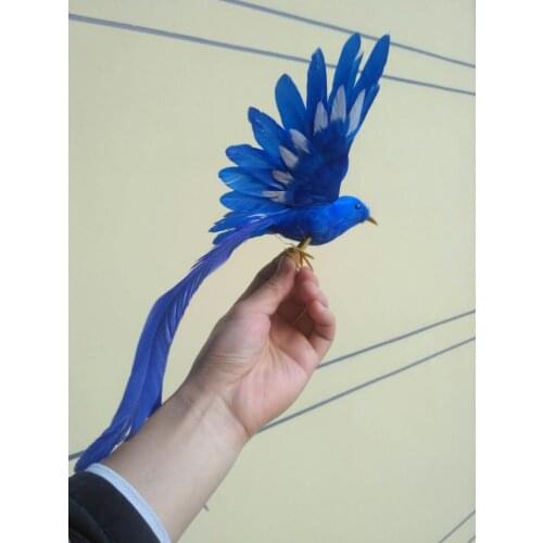 Cute blue simulation bird toy polyethylene & furs wings long tail bird doll gift about 20x28cm 2189
