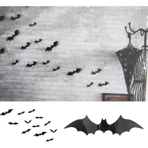 Halloween Party Indoor Outdoor Decor Supplies Reusable PVC 3D Decorative Scary Bats Wall Sticker Comes With Glue Dropshipping