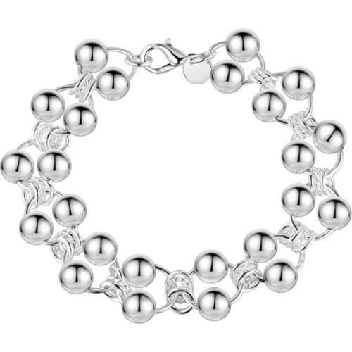 Fashion party jewelry Silver color beads chain bracelets for women good quality factory outlet AB042