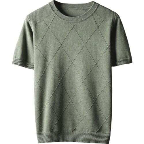 New Arrival Knitted Short Sleeve Sweater Mens Fashion Casual O-neck Spring And Summer Men T Shirt Size L XL 2XL 3XL 4XL 5XL