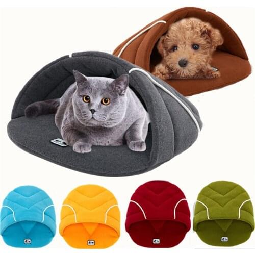 2019 New Fashion 6 Colors Soft Fleece Pet Mat Winter Warm Nest Cat Small Dog Kennel Bed Sofa Sleeping Bag House Puppy Cave Beds