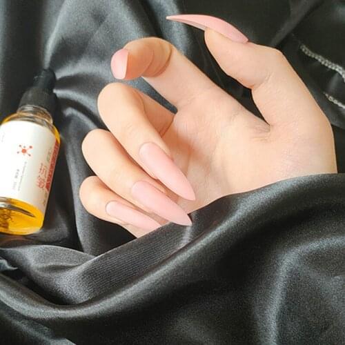 24pcs Matte Solid Black Pink Color Full Cover Long Stiletto Nails Tips Manicure Press on False Nails Supplies for Professionals