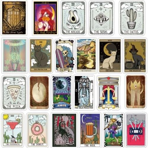 TD ZW 50Pcs TAROT Stickers Ancient Divination Graffiti Stickers for Laptop Luggage Notebook Refrigerator Skateboard Pegatinas