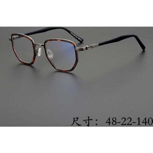 Limited Edition Vintage Ultralight Titanium-Acetate Eyeglass Frame Italy Handcraft Polygon Eyewear Women Man Original Quality