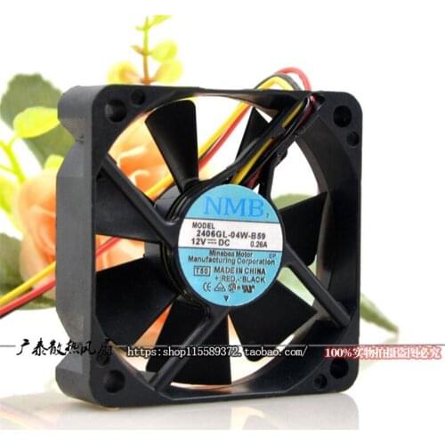 Original fan 2406GL-04W-B59 6CM 0.26A double ball three-wire motherboard fan