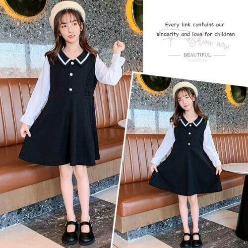 2021 Autumn Girls Dress Elegant Long Sleeve Kids Dresses for Girl A-Line Princess Dress Childrens Clothing 4 6 8 10 12 14 Yrs