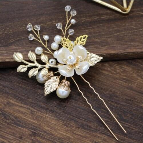 Hair Stick U Shaped Wedding Elegant Pearl Flower Hair Stick Headdress Hairpin Accessories for Bridal Wedding Hair Accessories