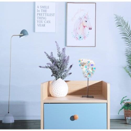 Natural Crystal Raw Healing Stone Electroplate Rock Quartz Rough Specimens With Display Stand For Room Decor Office Ornaments