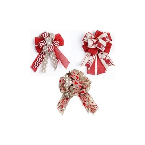 Christmas Tree Pendant Large Bows Tree Topper Rustic Style Decorative Box Wrapping with Streamer Bowknots Ribbon Home Décor