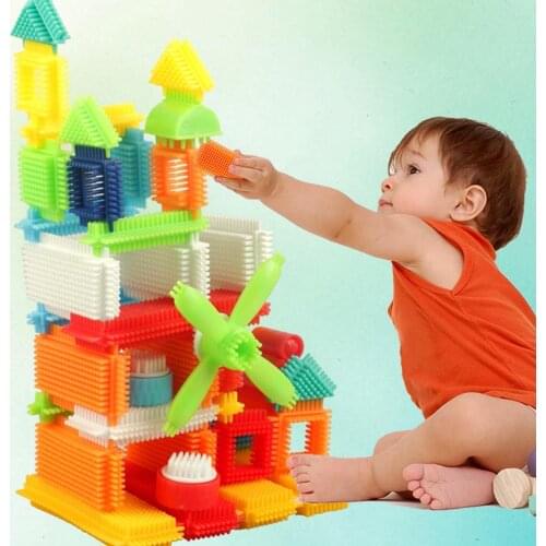 Christmas Gifts baby 115pcs Bristle Shape 3D Building Blocks Tiles Construction Playboards Toys Toddlers Kids toy