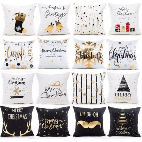 Christmas Home Decoration Christmas Decoration Cushion Cover 45*45 Pillow Case Santa Elk Pillow Case Holiday Gift