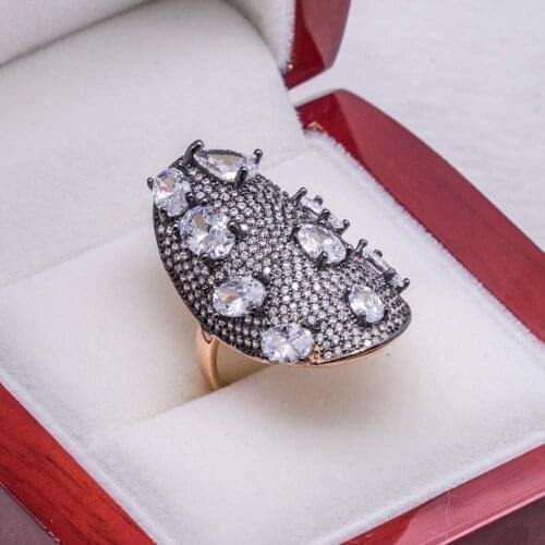 Rose Gold 925 Sterling Silver Circular Diaomon Setting Women Ring