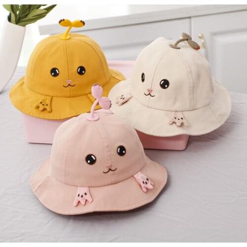 Cute Little Grass Baby Hat Summer Breathable Cotton Boys Girls Bucket Hat Solid Color Infant Toddler Sun Beach Cap