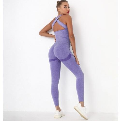 Yoga Tracksuit Seamless Sexy Peach Hip Pocket Jumpsuit Quick-drying Exercise Sport Outfit Fitness Sportwear Gym Set Women