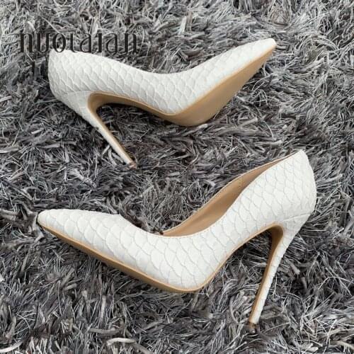 Brand fashion Women Shoes White Snake Printed Woman Shoes Party Sexy Stilettos High Heels 12cm/10cm/8cm Pointed Toe Women Pumps