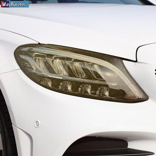 2 Pcs Car Headlight Protective Film Headlamp Transparent Black TPU Sticker For Mercedes Benz C Class W205 2015-On Accessories