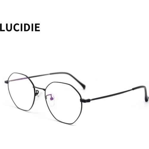 LUCIDIE 2021 Female Oversized Round Glasses Metal Frame Vintage Sexy Ultralight Clear Lens Eyeglasses Brand Design Eyewear Women