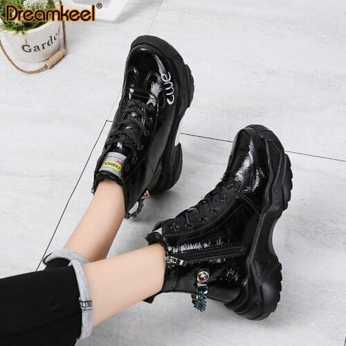 Women Winter Warm Super High Heels Casual Shoes Metal Silver Chunky Platform Sneakers Woman Height Increasing Boots Y