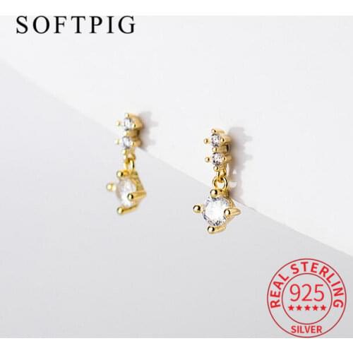 INZATT Real 925 Sterling Silver Zircon Pendant 14K Gold Stud Earrings For Women Bohemian Fine Jewelry Accessories Drop Shipping