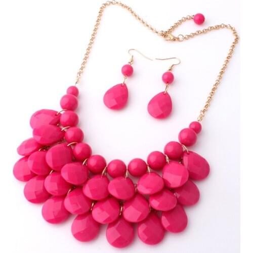 Beach amorous feelings2015 Women Water Drop Bib Statement MultiLayer Necklacesuit fashion model Gold Explosion Model Bubble