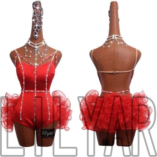New Latin Dance Dress Competition Dress Costumes Skirt Performing Dress Adult Customize Children Red Matador Skirt Split Skirtes