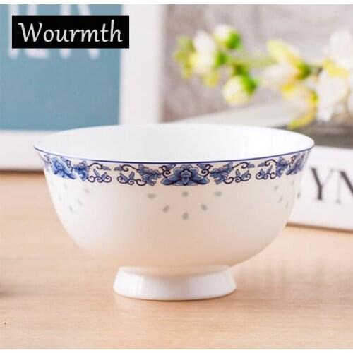 1 Piece Bone Porcelain Bowl 5/6/7/8 inch Household anti-scald Rice Bowl Creative Noodle Bowl Ceramic Large Capacity Soup Bowl