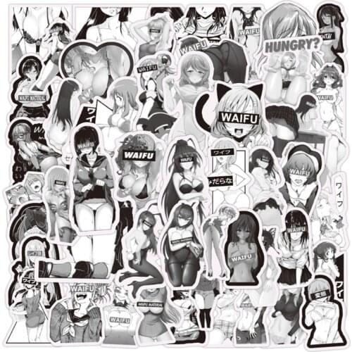 10/30/50 PCS Anime Hentai Black and White Sexy Bunny Girl Cartoon Graffiti Helmet Laptop Car Guitar Sticker Decoration Wholesale